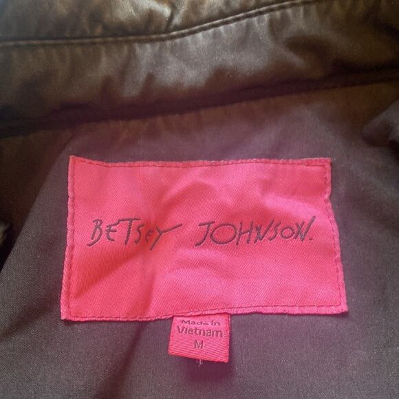 Betsey Johnson Double Breasted Belted Rain Jacket trench coat fleece lined EUC - Picture 2 of 11
